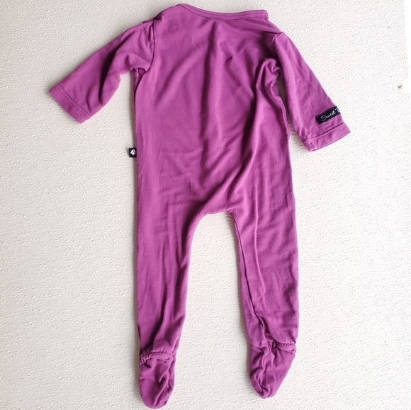 Sweet Bamboo One-piece Sleeper Footie Pajamas Plum Baby Girls 0-3 Months - Picture 3 of 5
